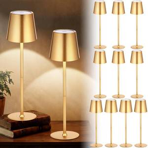 lot 726 image: Retisee 12 Pack Cordless Table Lamp Portable Rechargeable Lamp, Gold - Retail $156