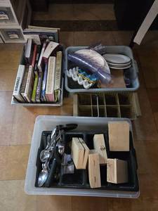 lot 8741 image: Lot of Kitchen Utensils, Wooden Boxes, Dishes &amp Tableware