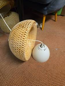 lot 8766 image: Woven Rattan Dome Lights