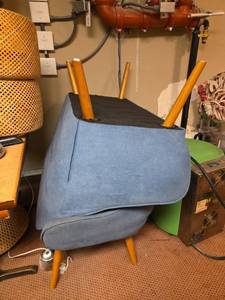 lot 8768 image: Blue Love Seat Sofa - Set of 2