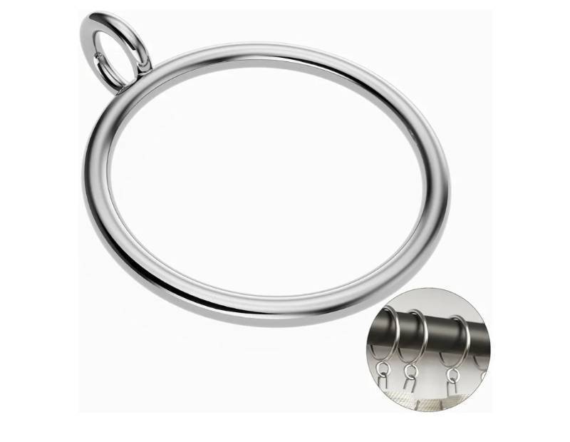 lot 72595 image: Silver Metal Curtain Rings with Eyelets, 1.5 inch Inner Diameter Drapery Rings Apply for Curtain Rods(Fits Up to 1 14-Inch Rod) - Retail $8