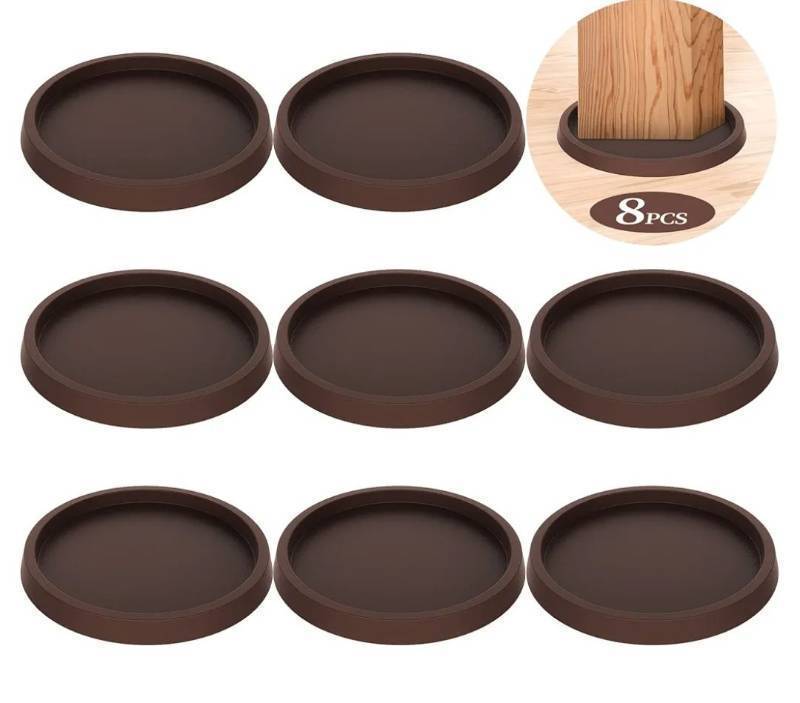 lot 72698 image: Furniture Coaster Pads 8 Piece Set Brown Rubber Floor Protectors  - Retail $8