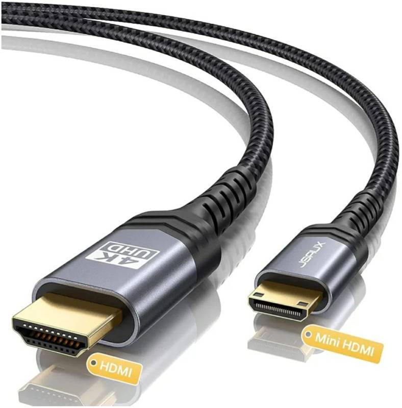 lot 17249 image: Mini HDMI to HDMI Cable 6FT, Mini HDMIAluminum Shell, Braided High Speed 4K 60Hz HDMI 2.0 Cord, Compatible with Camera, Camcorder, Tablet and GraphicsVideo Card, Laptop, Raspberry Pi Zero W - Retail $10