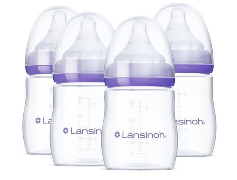 lot 36888 image: Anti-Colic Baby Bottles, BPA-Free Plastic, 5 Ounces, 4 Count, Extra Slow Flow Nipples (Size XS), Breastfeeding Bottle with NaturalWave Design - Retail $28