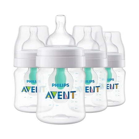 lot 37864 image: Philips AVENT Anti-Colic Baby Bottles with AirFree Vent  4oz  3pc Clear  SCY70104 - Retail $48