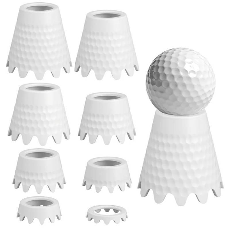 lot 58109 image: 8pcs Golf Simulator Tees, 8 Size 0.4-2in1-5cm Height Durable Plastic Golf Hitting Off Mats Tees Accessories for Indoor Outdoor Sim Practice Training Turf Driving Range (White) - Retail $8