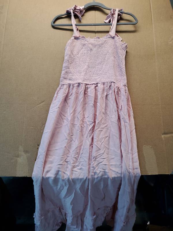 lot 17196 image: Pink Smocked Bodice Maxi Dress with Tie Shoulders M - Retail $25