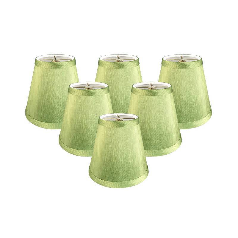 lot 25438 image: Royal Designs CS-1007-5LGRN-6 Clip On Empire Chandelier Lamp Shade, 3 x 5 x 4.5, Light Green, Set of 6 - Retail $59