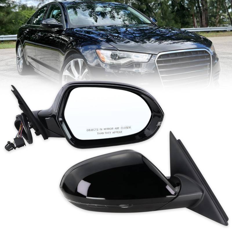 lot 46776 image: Right Passenger Side Door Mirror Compatible With 2012 2013 2014 2015 2016 2017 2018 Audi A6 With Power Folding Power Glass Heated Turn Signal Light Blind Spot Black Replace#4G1857508(82Pins) - Retail $100