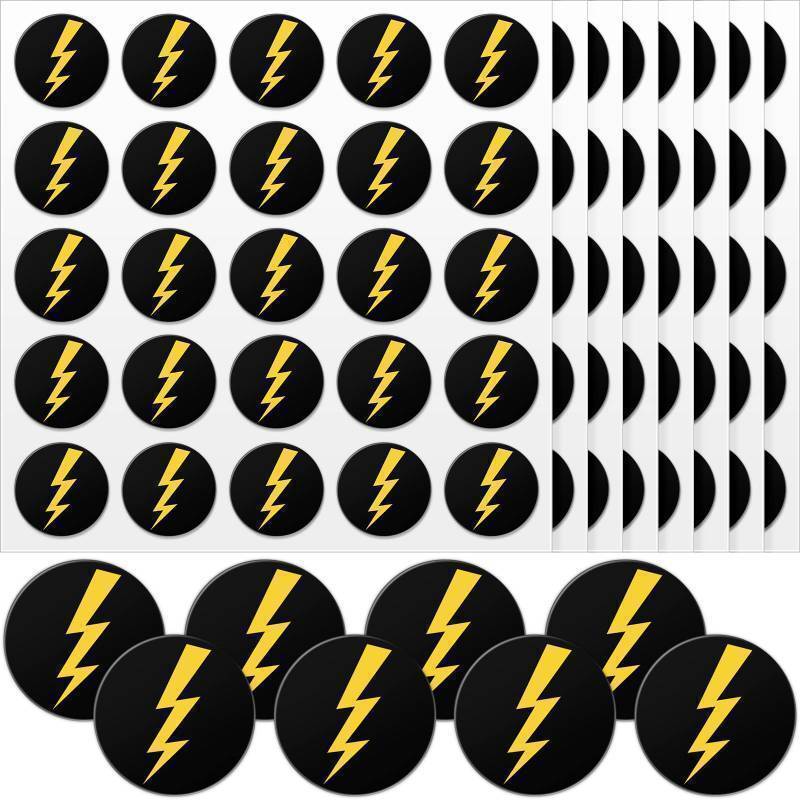 lot 62858 image: 200 Pcs Helmet Stickers Baseball Softball Helmet Baseball Stickers 1.1 Inch Lightning Bolt Vinyl Decals Self Adhesive for Softball Lacrosse Wall(Black Print Gold) - Retail $8