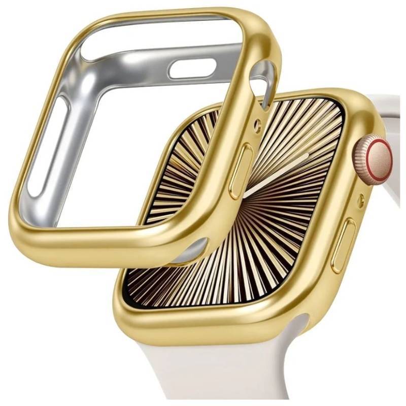lot 63631 image: Soft Flexible TPU Case Compatible for Apple Watch Series 11 (2025) Series 10 46mm Touchable Screen Lightweight All-Around Protector Thin Guard Shockproof Cover Shiny Bumper for iWatch, Gold, 46mm for Series 1011 - Retail $10