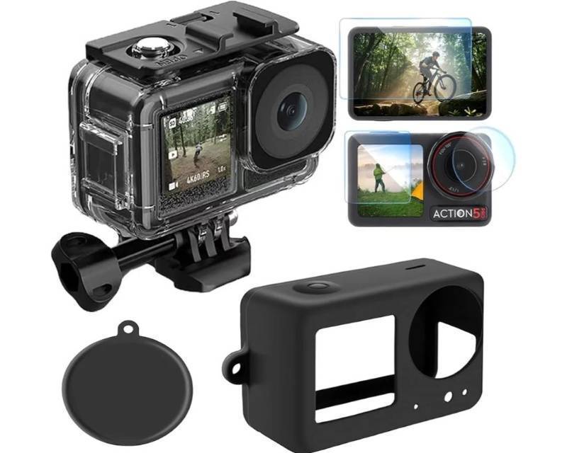 lot 63659 image: Accessories Kit for DJI Osmo Action 5 pro  43 Waterproof Case Housing Glass Screen Protector Film Silicone Case Lens Cover for DJI Action 5Pro  43 - Retail $20