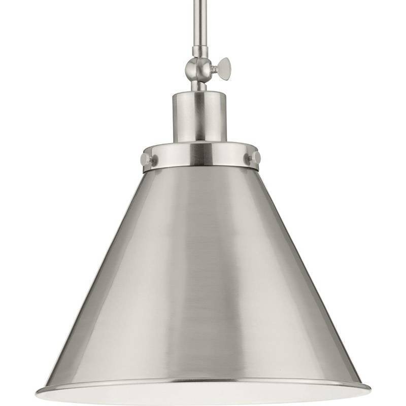 lot 63822 image: Progress Lighting P500325-009 Transitional One Light Pendant from Hinton Collection in Pewter, Nickel, Silver Finish, 12.75x12.25x12.25 - Retail $124