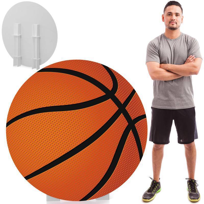 lot 63835 image: 3.9 ft Large Basketball Party Signs Decoration Sports Cardboard Cutout Stand up Backdrop for Basketball Birthday Decor Balls Photo Viewing Events Game Day Celebrations Supplies - Retail $31
