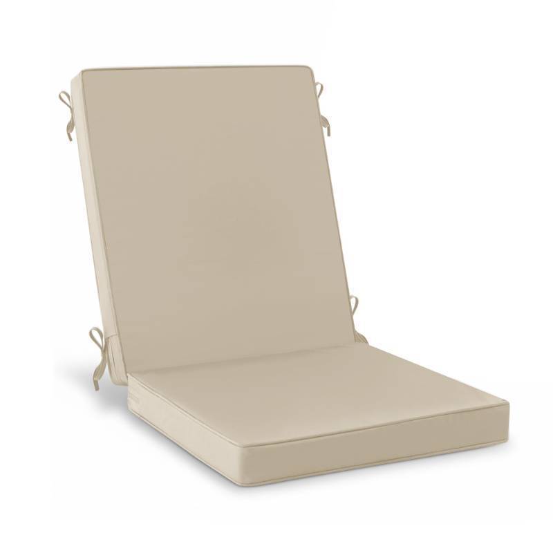 lot 63847 image: Outdoor Dining Chair Cushions, Water Resistant High Back Patio Seat Cushion Set with Ties, Removable Covers, Non-Slip Bottom for Garden Lawn Patio Furniture, 44 x 20 Inch, Cream - Retail $50