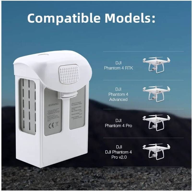 lot 71100 image: Replacement for DJI Phantom 4 Battery, 2-Pack, 5870mAh, Intelligent Flight Battery, Compatible with DJI Phantom 4 Pro, Phantom 4 Pro V2.0, Phantom 4 RTK, Phantom 4 Advanced - Retail $175