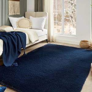 lot 38752 image: 5x7 Soft Fluffy Shag Area Rug for Living Room, Bedroom, Kids Room, Dark Blue, Upgraded Anti-Skid Plush Carpet - Retail $50