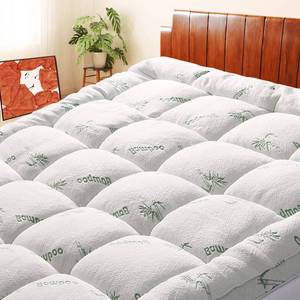 lot 38755 image: Mattress Topper Queen Size, Cooling Extra Thick Breathable Viscose Made from Bamboo Mattress pad, Soft Quilted Fitted Mattress Cover with 1000 GSM Down Alternative Fill (8-21Deep Pocket) - Retail $50
