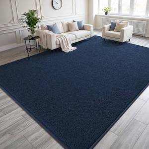 lot 38760 image: 5x7 Navy Blue Rugs for Bedroom Living Room, Soft Fluffy Washable Low Pile Solid Color Rug, Non-Slip Throw Carpets for Kids Boys Girls Dorms Nursery Classroom Home Decor - Retail $49