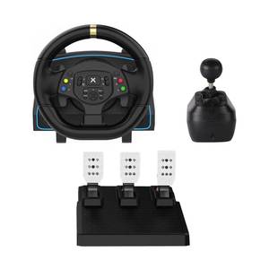 lot 38762 image: Gaming Steering Wheel with Hall Pedals and H Shifter for PC, PS3 - Retail $143