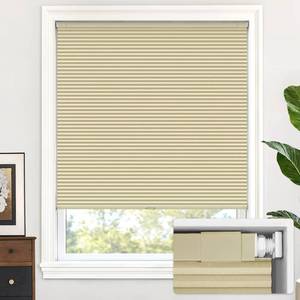 lot 38765 image: LazBlinds No Drill Cordless Cellular Shades, 20 12 W � 48 H, Soft Cream - Retail $40