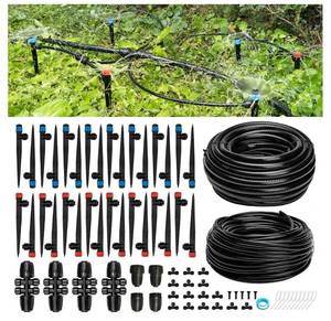 lot 38777 image: 200FT Drip Irrigation System Kit, Automatic Garden Plant Watering System for Greenhouse, Yard, Lawn - Retail $30