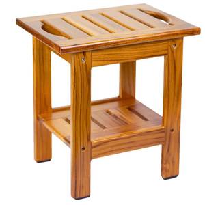 lot 38778 image: Teak Shower Stool, Compact Showers Bench, Foot Rest Shaving Legs - Retail $60