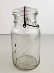 lot 67 image: Antique Ball Ideal Patd 1908 Glass Canning Jar Wire Bail Glass Lid