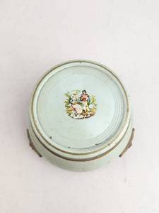 lot 78 image: Vintage Wood Hand Painted Vanity Powder Box With Lid