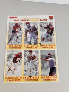 lot 107 image: McDonalds 1993 Chiefs GameDay Cards Sheet Complete Set NFL