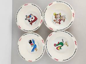lot 120 image: Vintage Kelloggs Cereal Bowl Set&nbsp