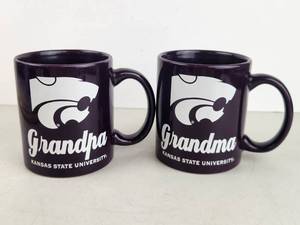 lot 129 image: Kansas State University Grandma Grandpa Mug Pair Purple