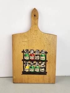 lot 141 image: Nevco Wooden Cutting Board with Herb Spice Jar Shelf Design
