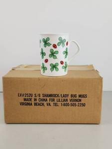 lot 171 image: Red Sea International Shamrock Lady Bug Mugs Set of 6 LV#252U
