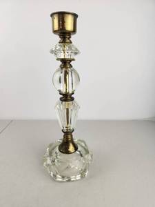 lot 181 image: Candlestick with Cut Glass Accents and Metal Fittings