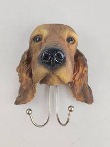 lot 207 image: Dog Head Wall Hook with Dual Metal Hooks