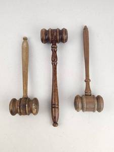 lot 212 image: Lot of 3 Wooden Gavels