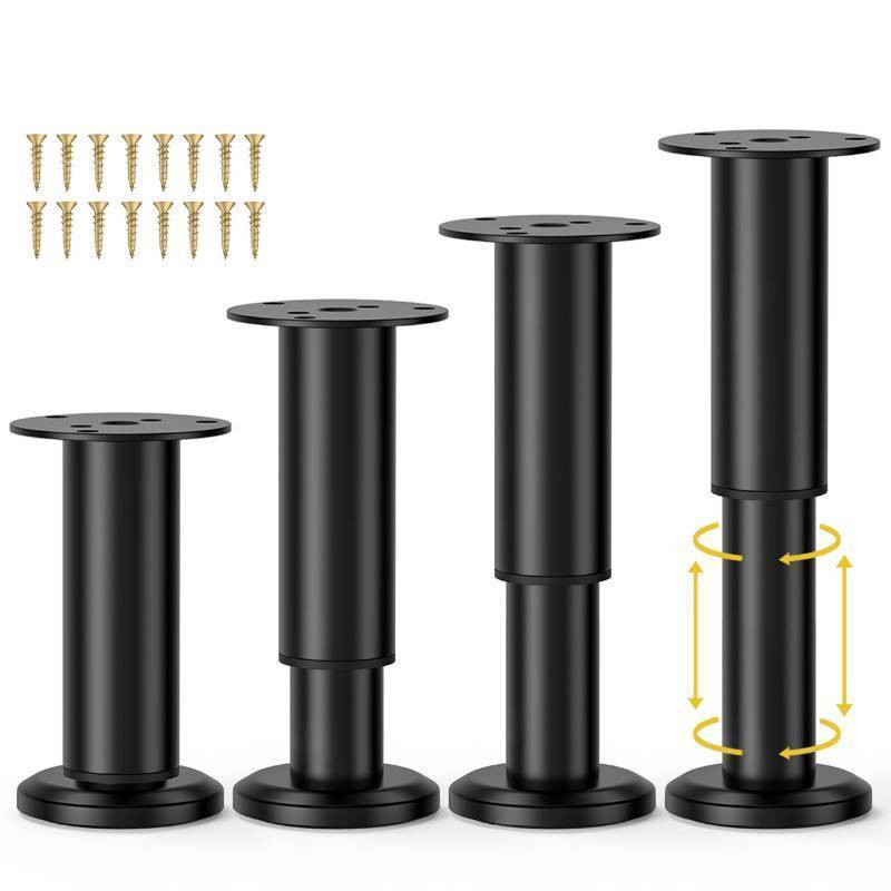 lot 28188 image: 4 Pcs Metal Adjustable Furniture Legs 4.72-7.87 inch, Adjustable Cabinet Legs for SofaBedChairCouchDresserTable,Heavy Duty Bed Replacement Support Legs for Bed FrameBed Center Slat - Retail $24