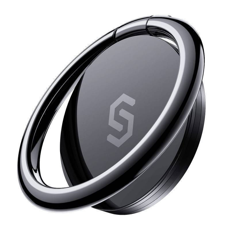 lot 56068 image: Cell Phone Ring Holder Stand, 360° Rotation Finger Ring Kickstand Polished Metal Phone Grip Compatible with iPhone, Samsung, LG, Sony - Retail $9