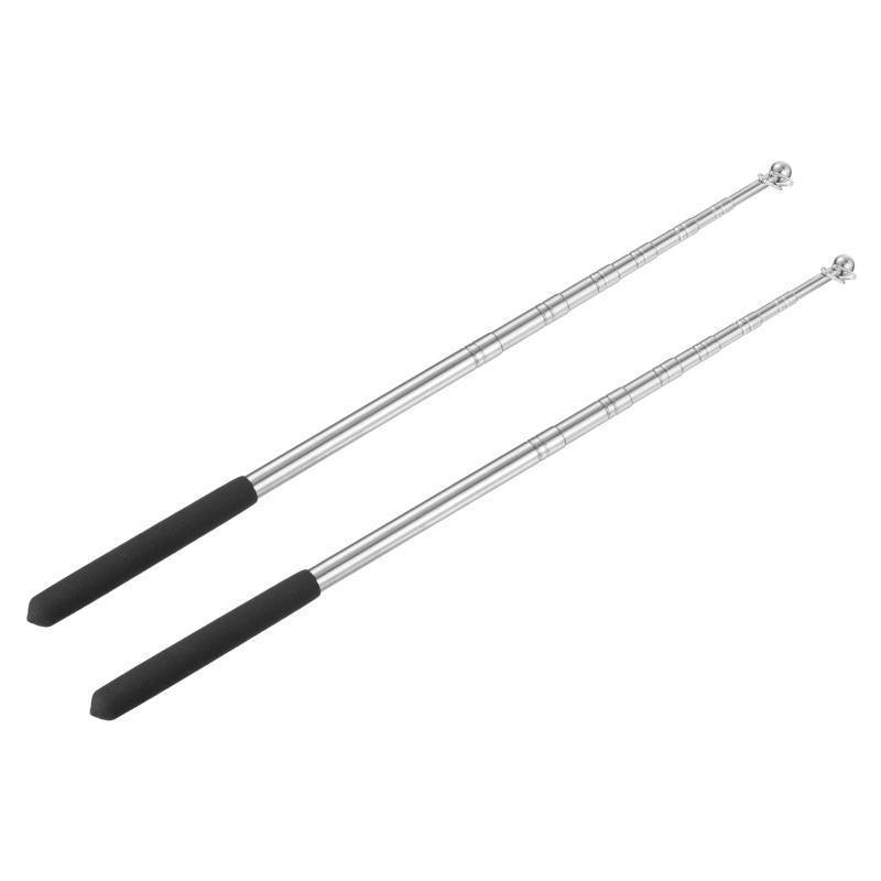 lot 58774 image: 5 Feet Telescopic Handheld Flagpoles, 2 Pack Stainless Steel Extendable Portable Guide Flag Pole for Tour Guides Teacher Pointer, Black - Retail $14