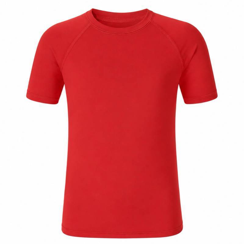 lot 58799 image: 5-14Y Boys Girls Rash Guard UPF 50 Short Sleeve Kids Neon Swim Shirts - Retail $8