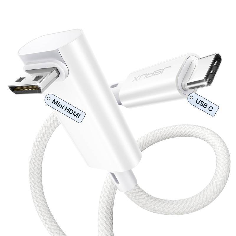 lot 58919 image: USB C to Mini HDMI Cable 3.3FT, 4K MINI HDMI Right Angle Cable - NOT HDMI - Retail $9
