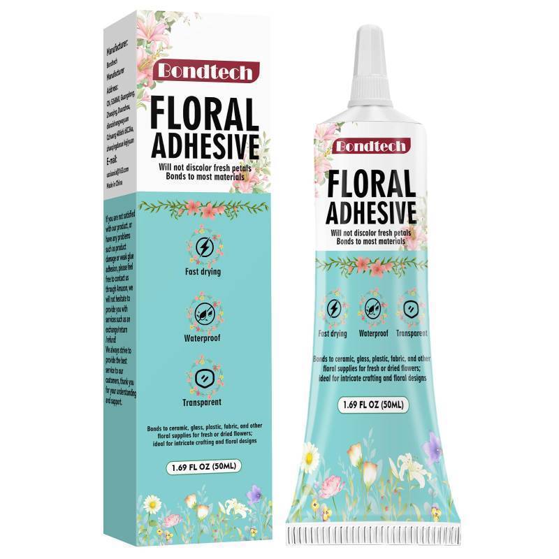 lot 72738 image: Floral Glue, Clear Floral Adhesive for Fresh Flowers, Corsages, Boutonnieres, Wristlets, Fabric and Wedding Craft Supplies, Waterproof, Fast Drying (50 ML) - Retail $9