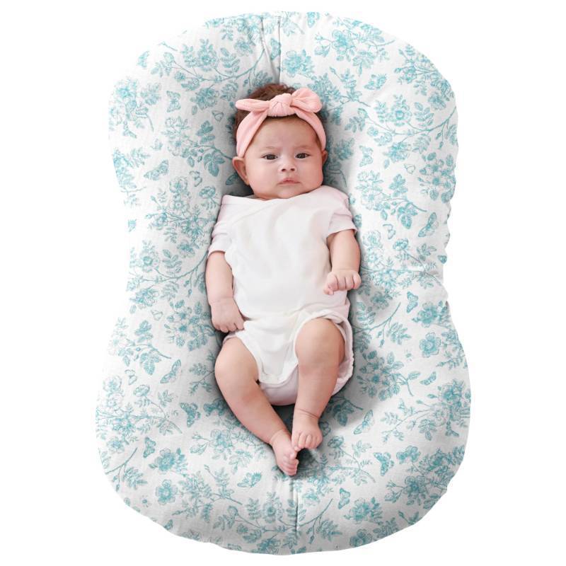 lot 38647 image: Muslin Baby Lounger Cover Only, Blue Flower - Retail $10