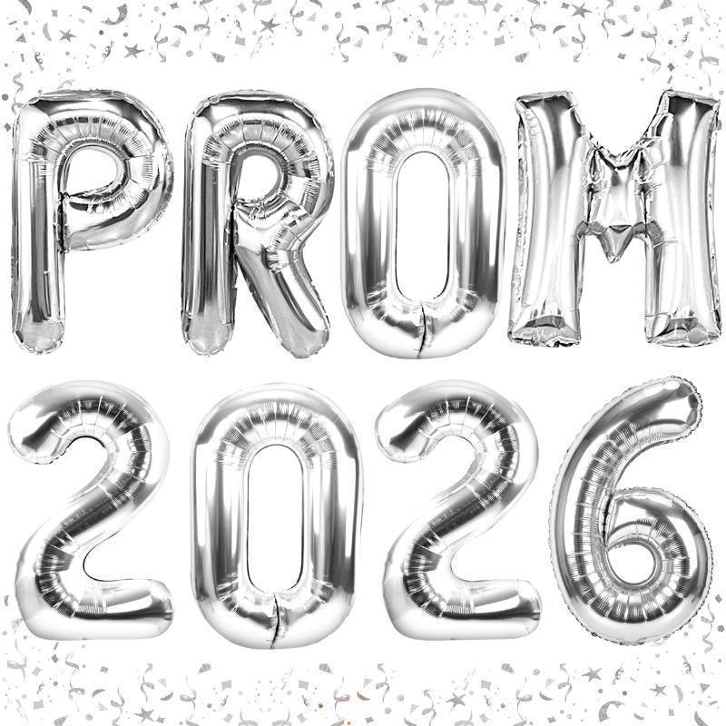 lot 28286 image: Prom 2026 Balloons Silver 40 Inch Giant - Prom 2026 Decorations Decor for Graduation Party Foil Mylar Balloons Banner Sign - Retail $12