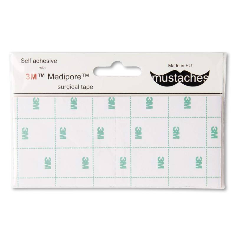 lot 28399 image: Mustaches Double-Sided 3M Self-Adhesive Medical Plaster for Fake Beards, Eyebrows and Sideburns (10 Pack) White - Retail $14