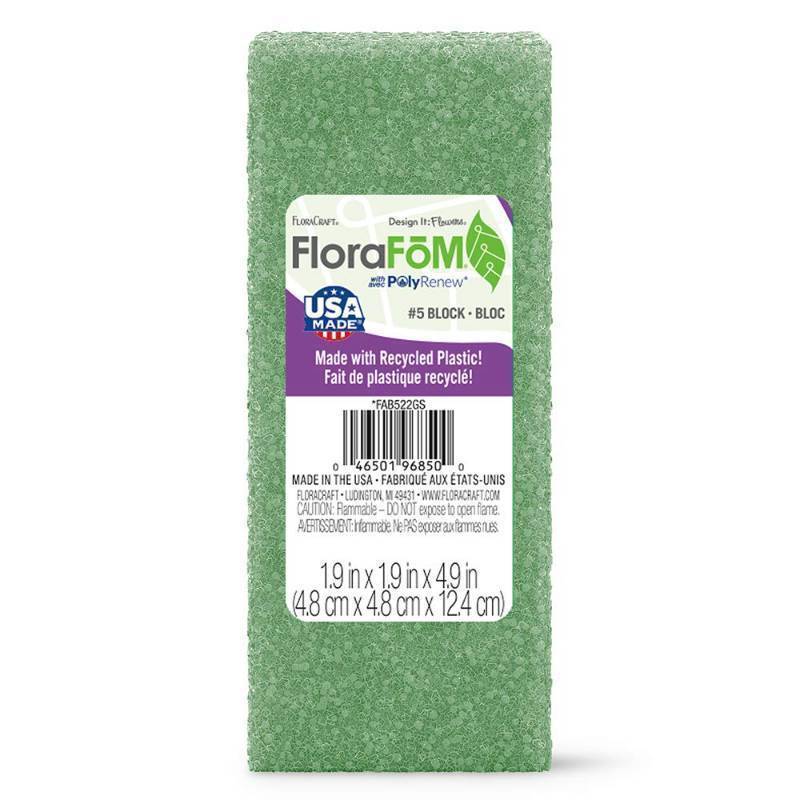 lot 17884 image: FloraCraft FloraF�M Block 1.9 Inch x 1.9 Inch x 4.9 Inch Green - Retail $7