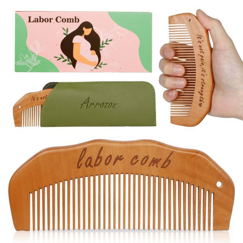 lot 17886 image: Birth Comb for Women Labor, Hospital Bag Must Haves for Pregnant Mom, Wooden Labor comb Natural Labor and Delivery Essentials, New Mom Gifts Birthing Comb - Retail $6