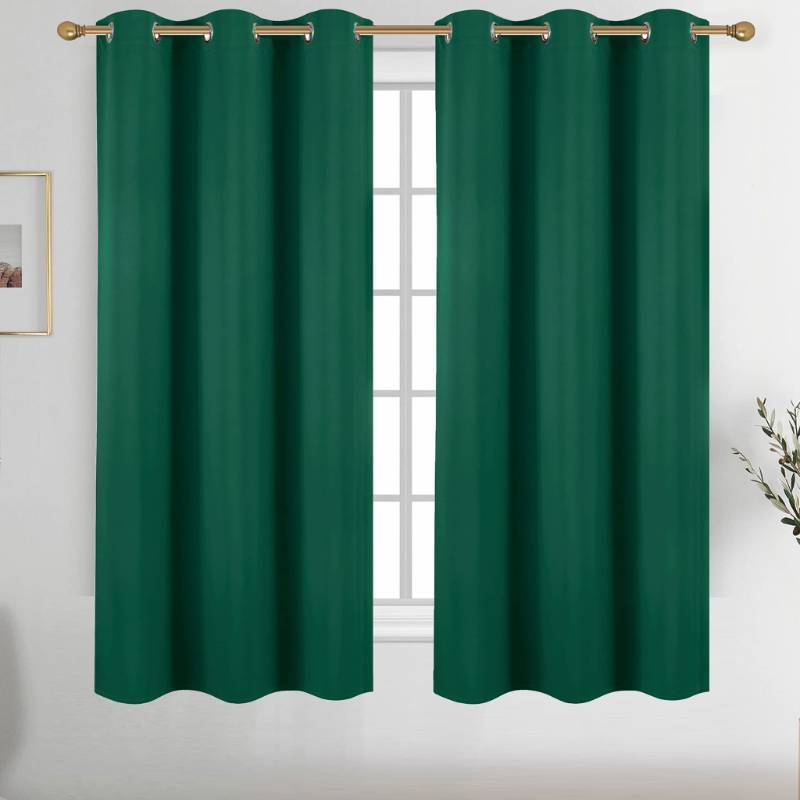 lot 17937 image: Green Grommet Blackout Curtains for Bedroom Thermal Insulated Room Darkening Curtains Drapes, 38 x 54 inch, 2 Panels - Retail $18