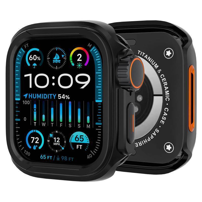 lot 18015 image: 2 in 1 Metal Alloy Case for Apple Watch Series 1110 42mm, Rugged Aluminum Bumper with Back Cover, Shockproof Protective Case for Gift-Ready, Black - Retail $9